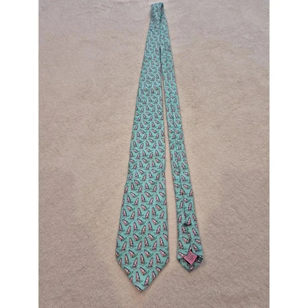 Vineyard vines Men's Wind Surfer Silk Necktie Neck Tie for shirt Green Blue